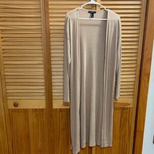 Tan Long Open Cardigan